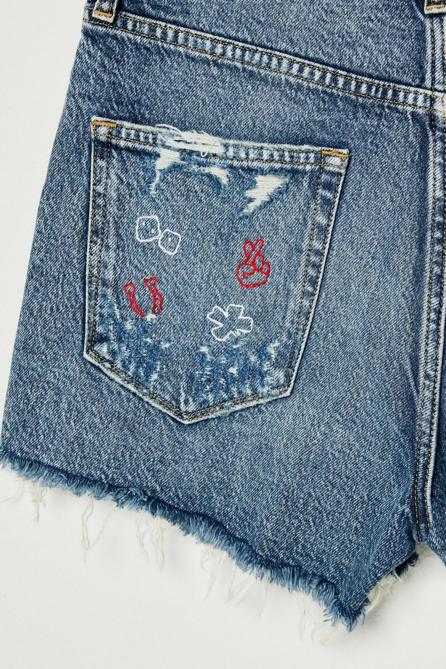 Lucky Upcycled 3" Hand-Embroidered Short, image 6