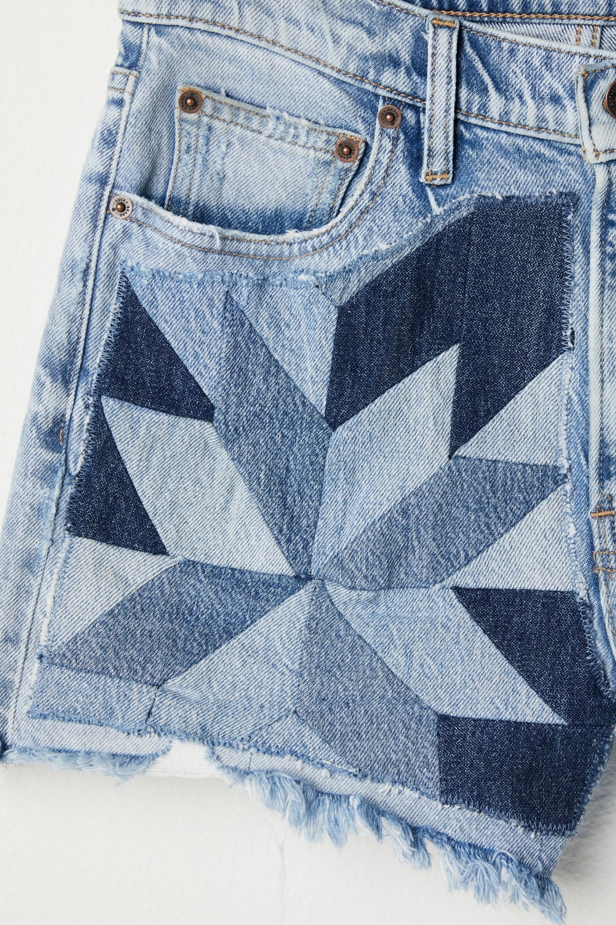 Lucky Upcycle High Rise Quilted Star Denim Short, image 2