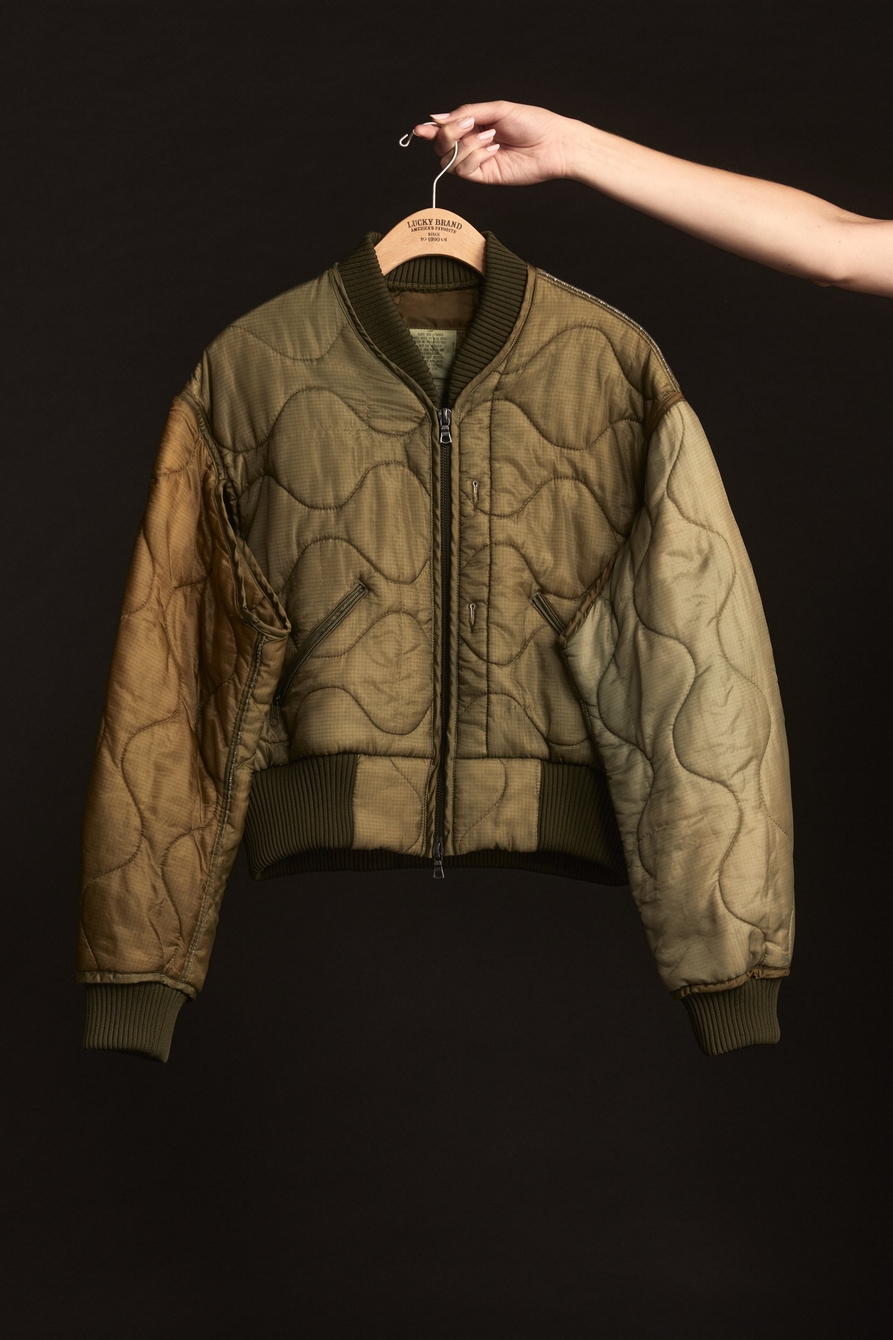 Faded Olive Upcycled Quilted M-65 Field Bomber Jacket, image 2