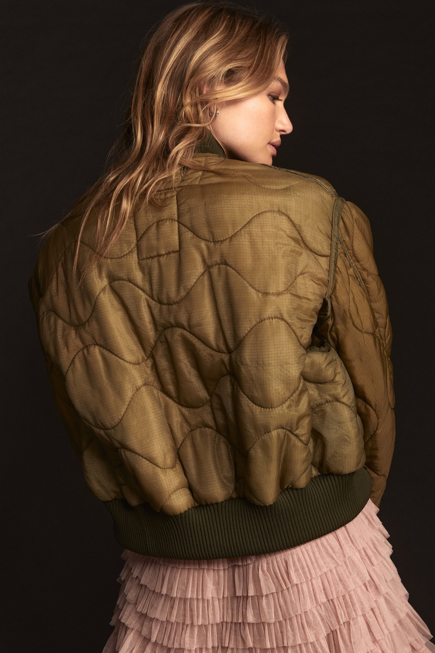 Olive Upcycled Quilted M-65 Field Bomber Jacket, image 4