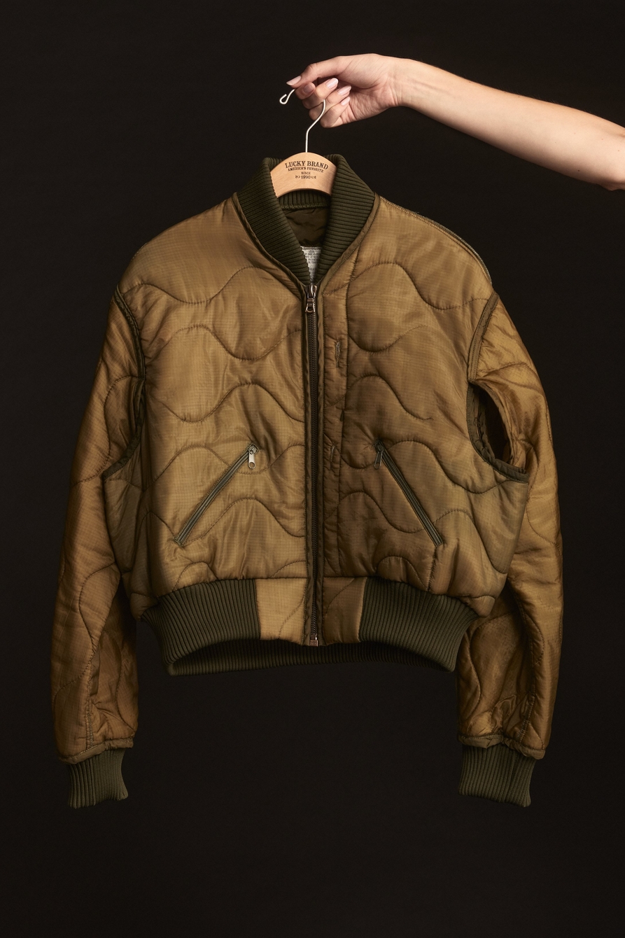Olive Upcycled Quilted M-65 Field Bomber Jacket, image 5