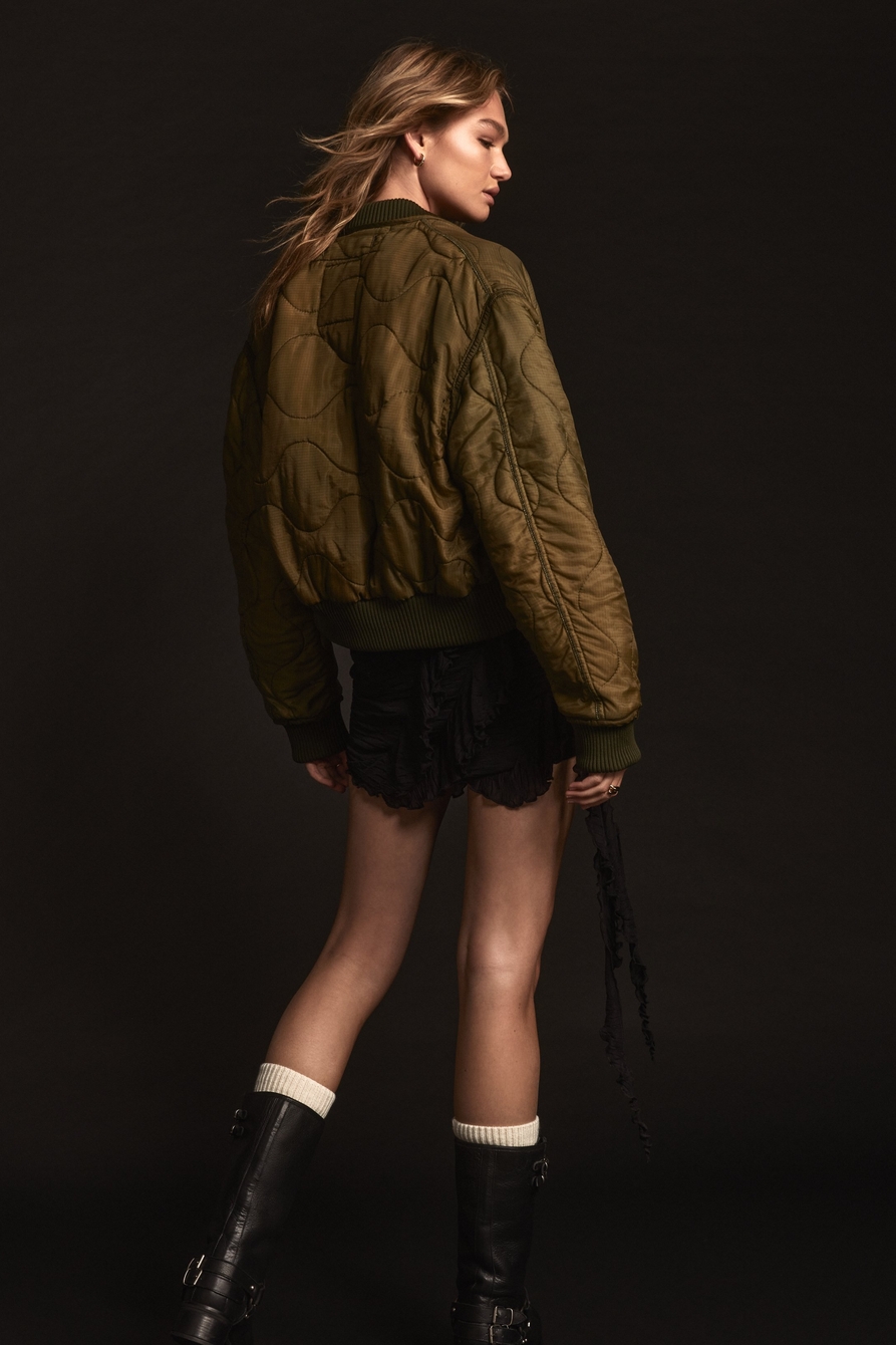 Olive Upcycled Quilted M-65 Field Bomber Jacket, image 4