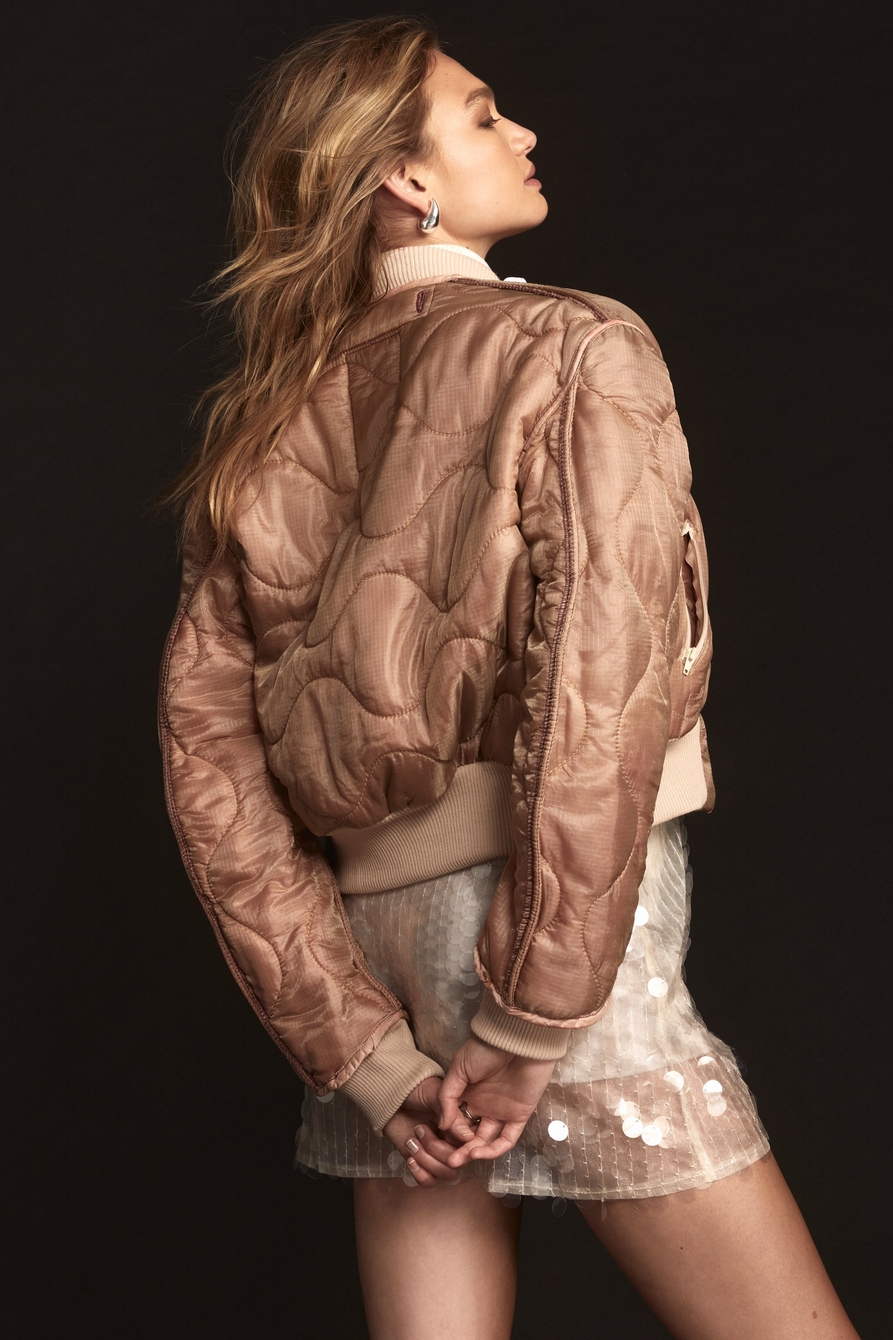Rose Quartz Upcycled Quilted M-65 Field Bomber Jacket, image 3