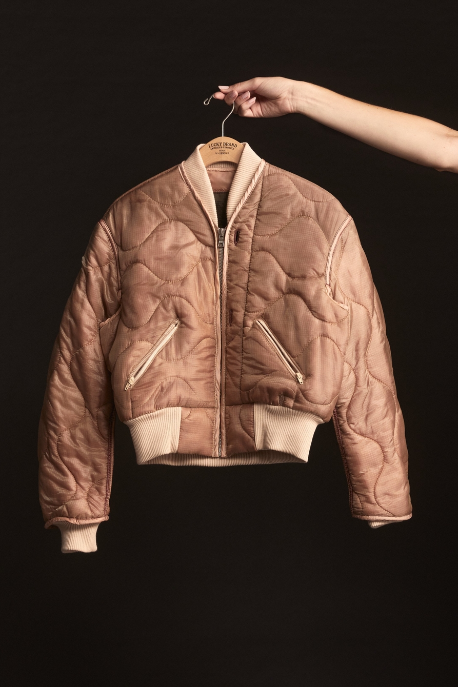Rose Quartz Upcycled Quilted M-65 Field Bomber Jacket, image 4