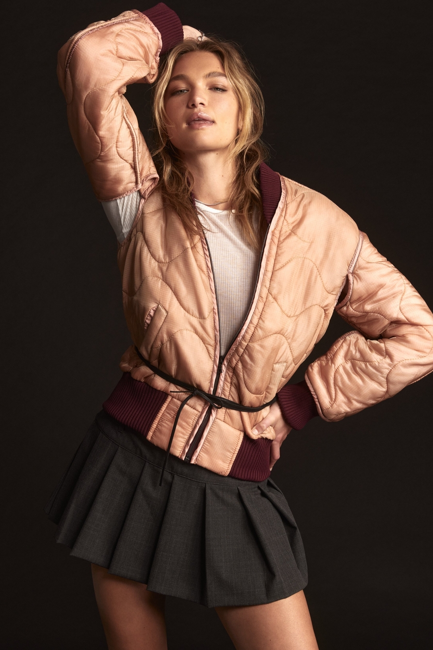 Rose Quartz Upcycled Quilted M-65 Field Bomber Jacket, image 1