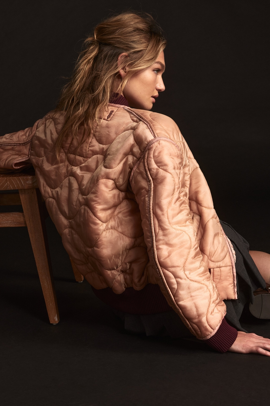 Rose Quartz Upcycled Quilted M-65 Field Bomber Jacket, image 4