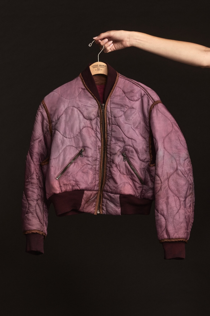 Purple Upcycled Quilted M-65 Field Bomber Jacket, image 2