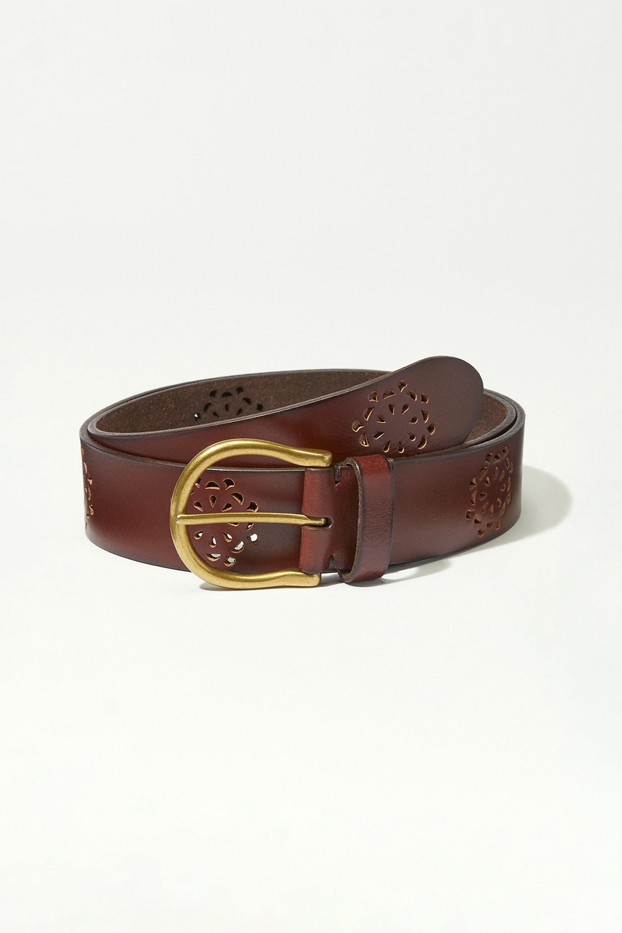 BLOSSOM CUT OUT LEATHER BELT, image 1