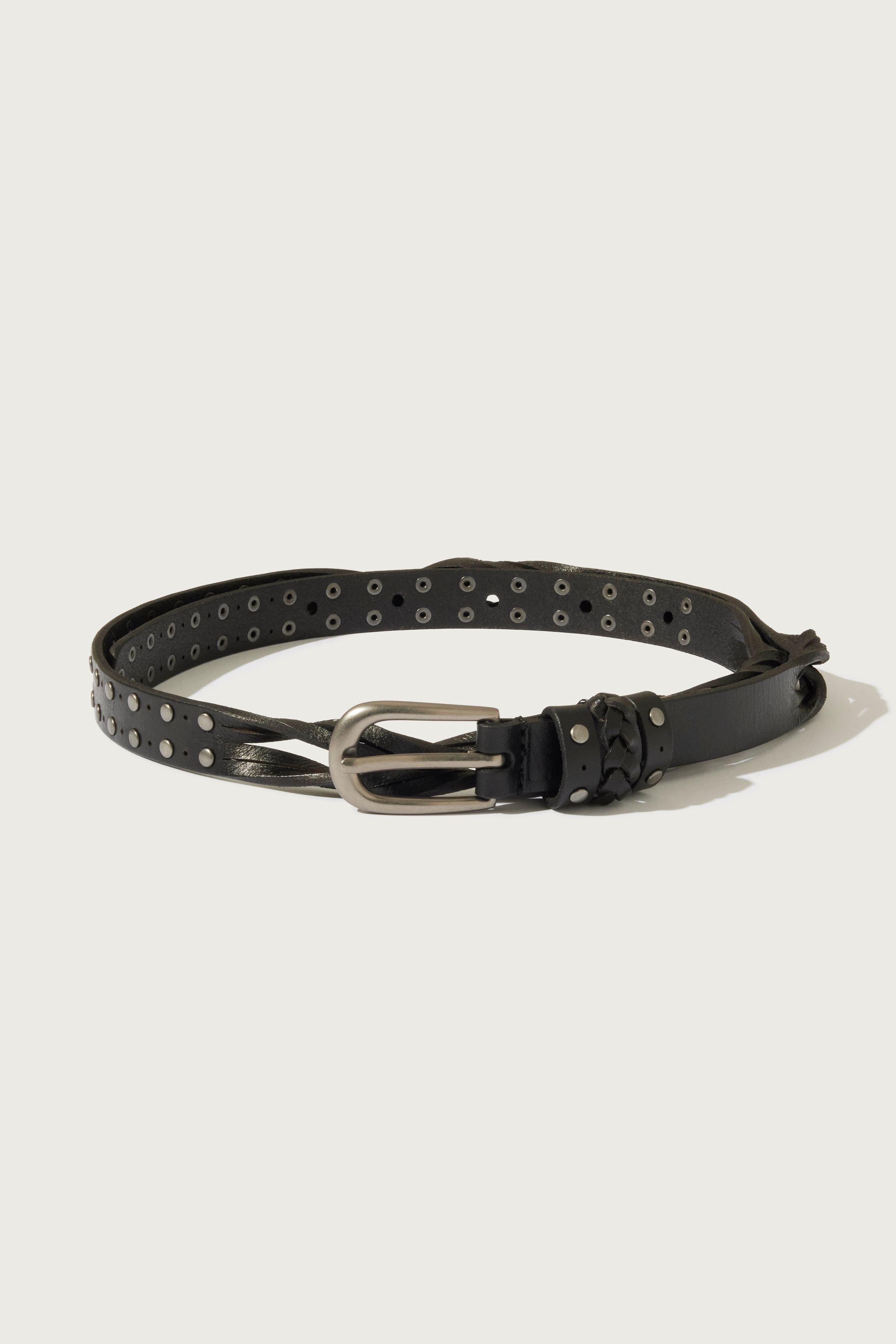 LEATHER TWIST AND STUD BELT