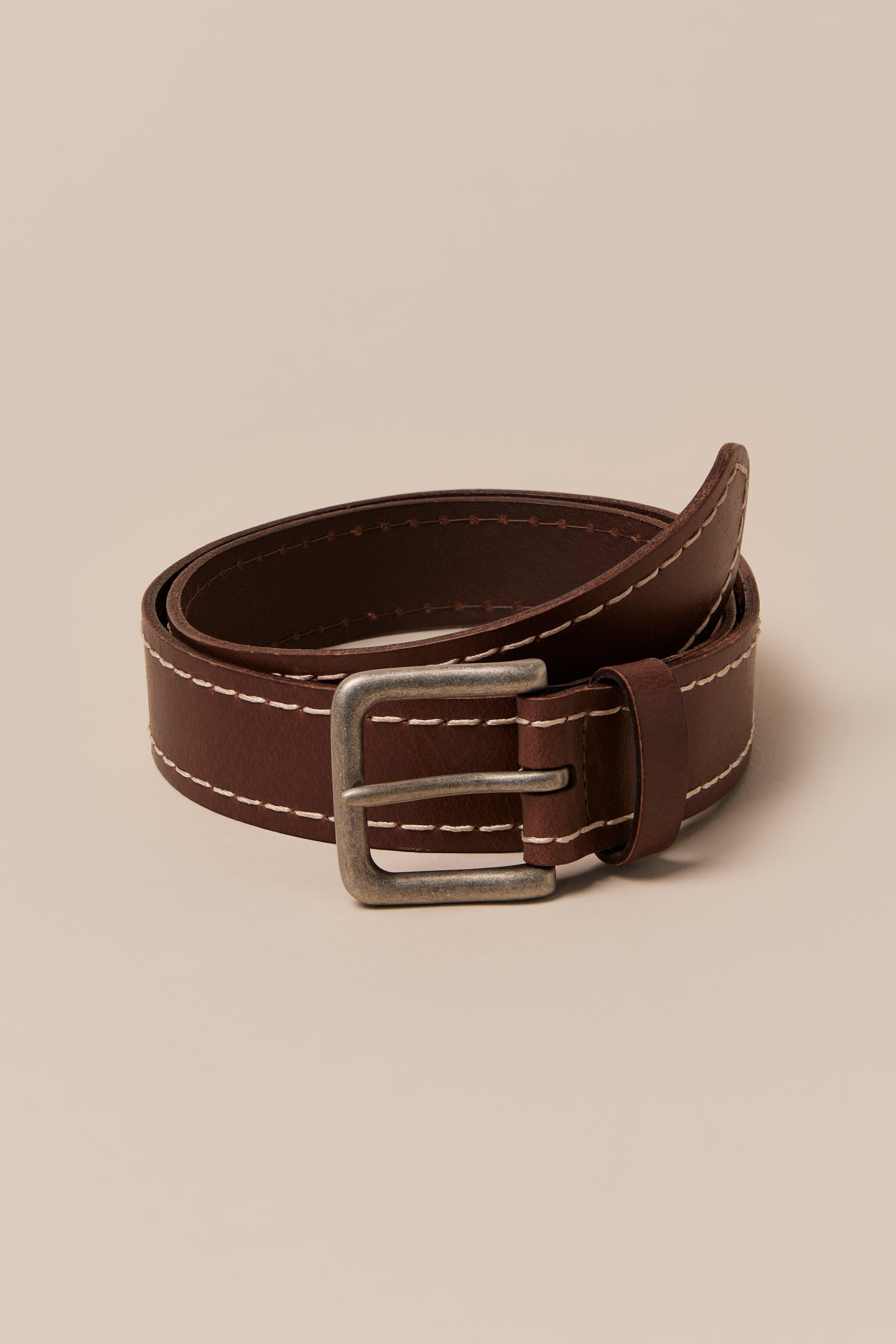 EDGE STITCHED LEATHER BELT