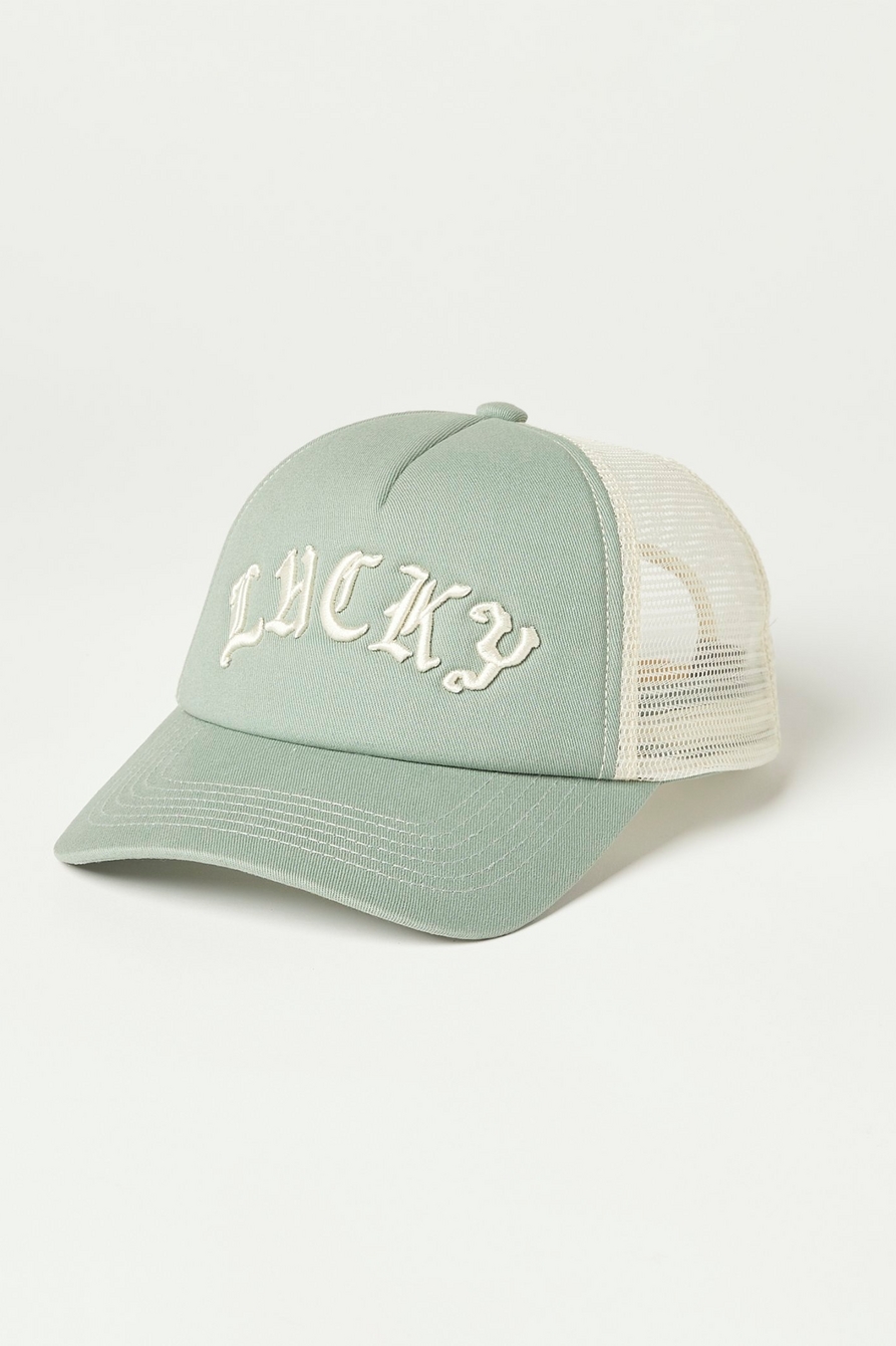 LUCKY EMBRIODERED TRUCKER HAT, image 1