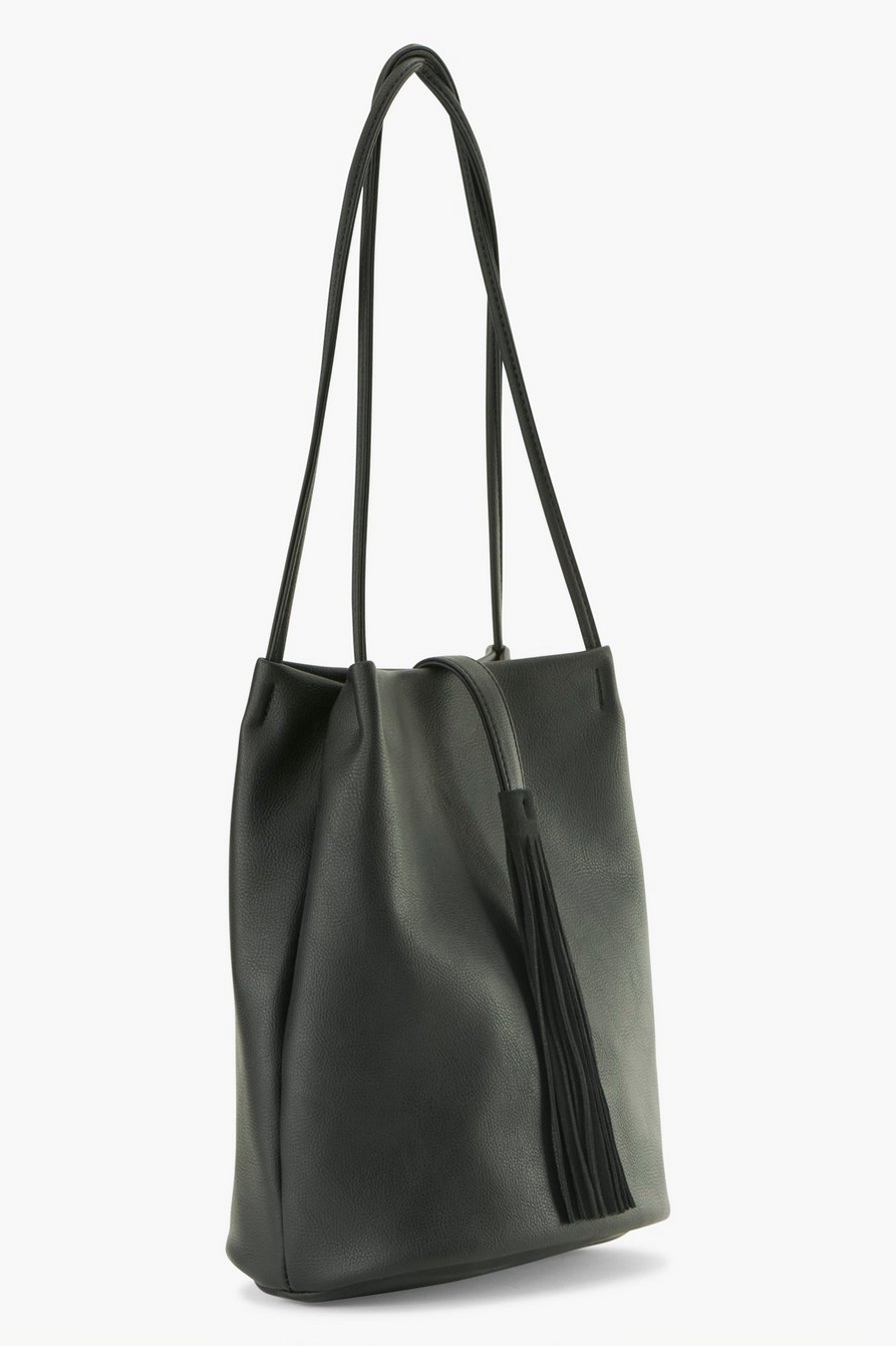 The Gather Bucket Bag in Black Vegan Leather
