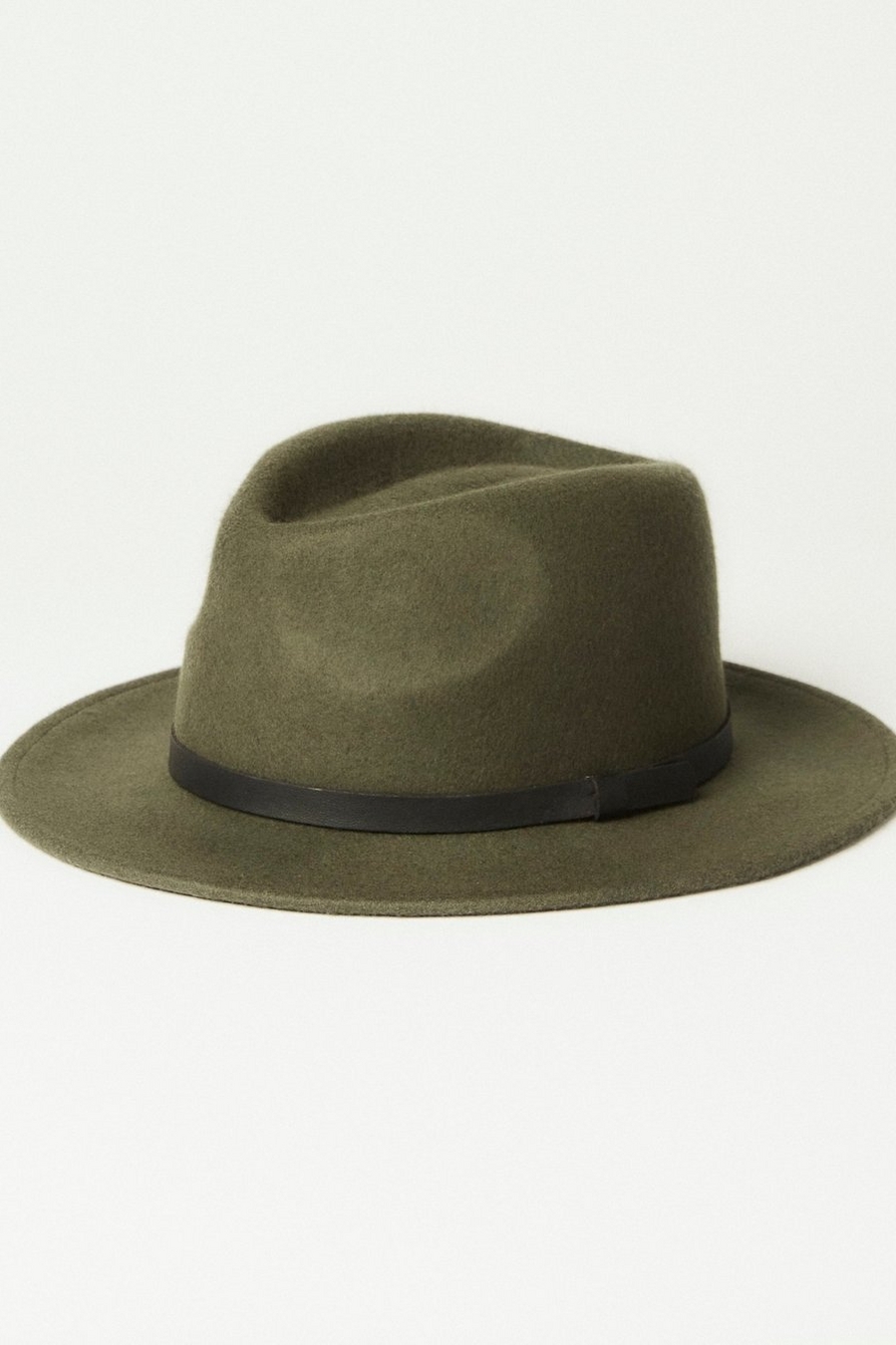 OLIVE WOOL FEDORA HAT, image 1