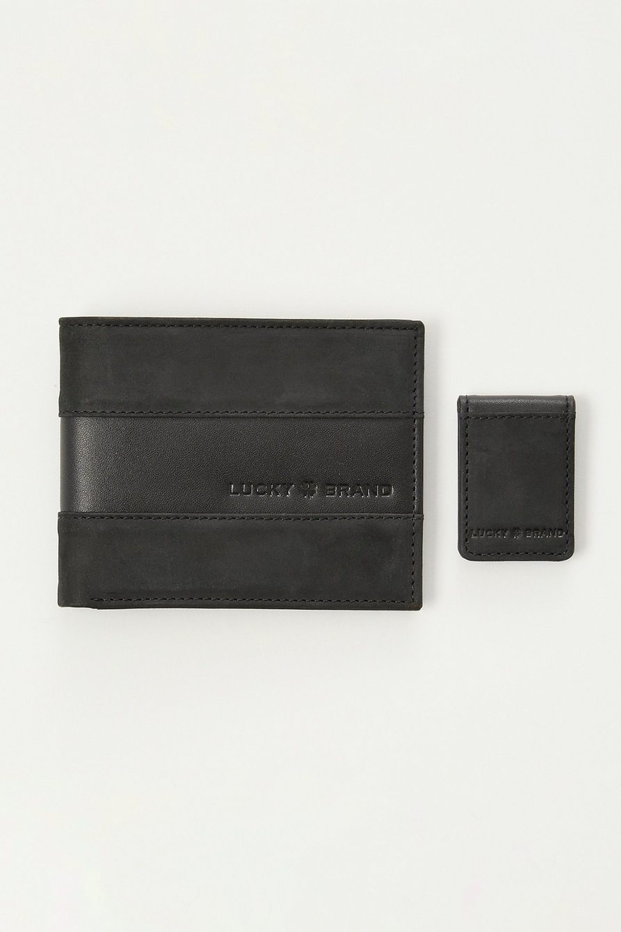 MENS LEATHER WALLET AND MONEY CLIP GIFTSET, image 1
