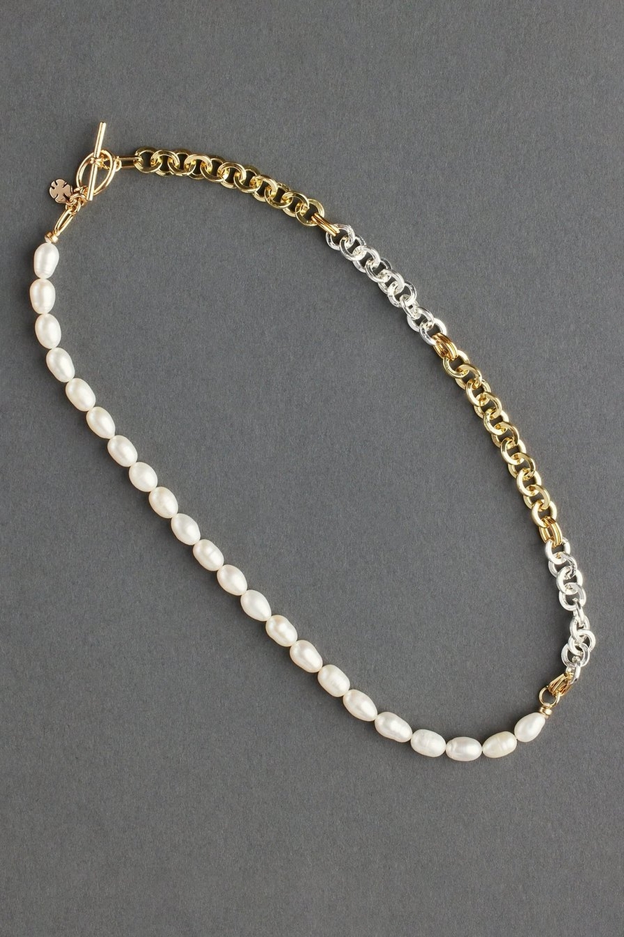 PEARL CHAIN MIX COLLAR NECKLACE, image 1