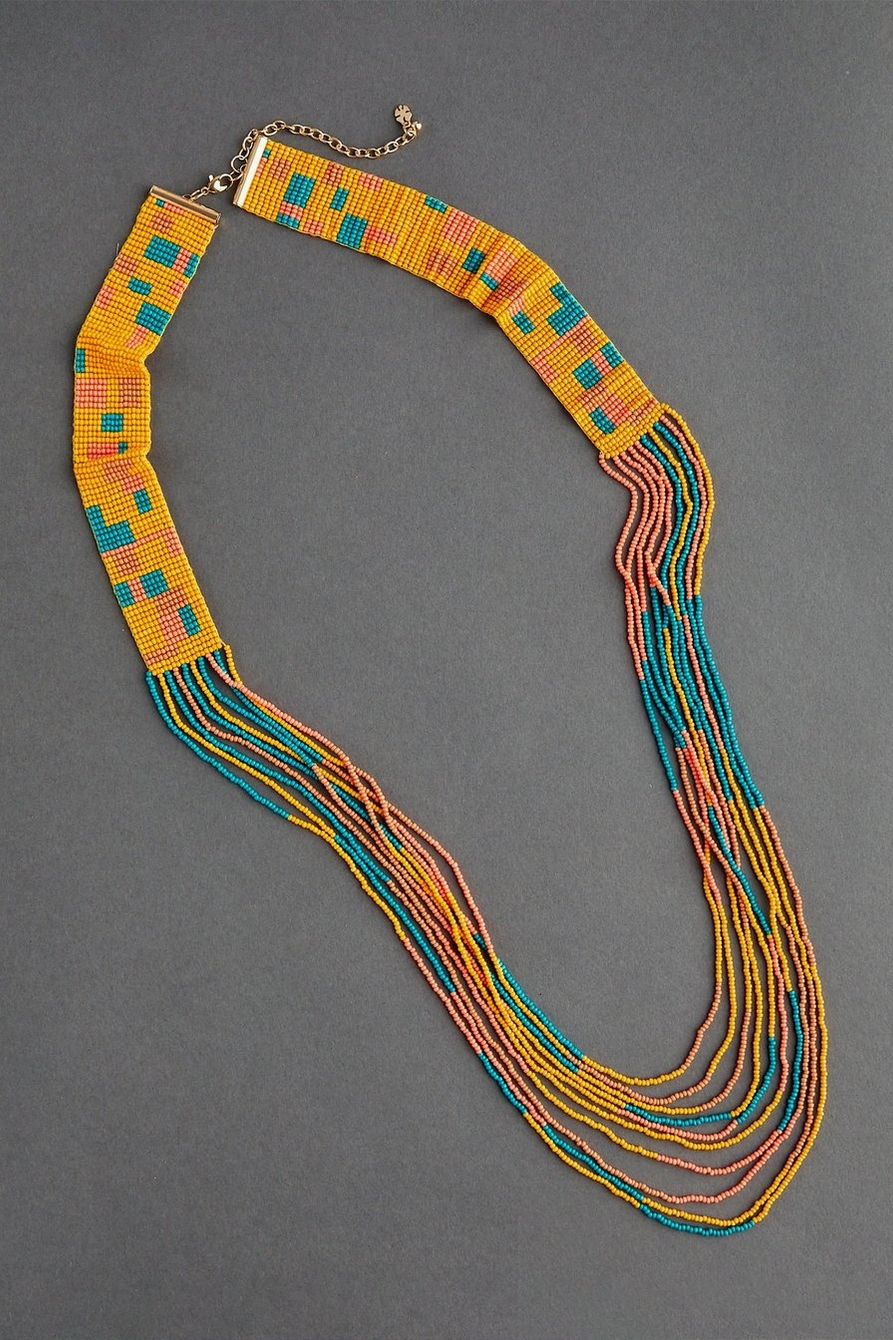 MULTI COLOR BEADED LAYER NECKLACE, image 1