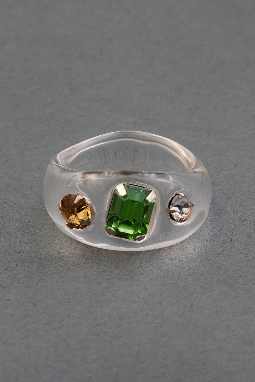 JEWELED CLEAR ACETATE RING, image 1
