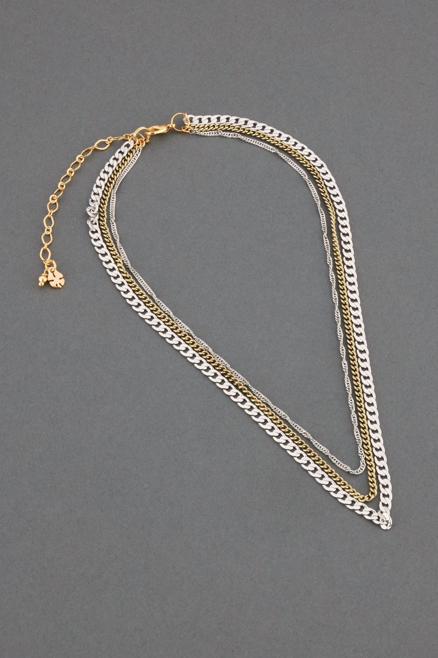 TWO TONE OX LAYER CHAIN NECKLACE, image 1