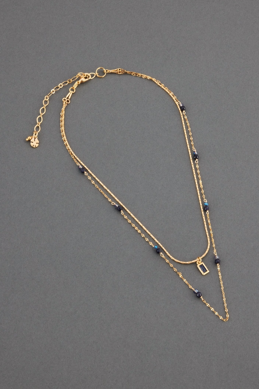 BLUE STONE LAYER NECKLACE, image 1