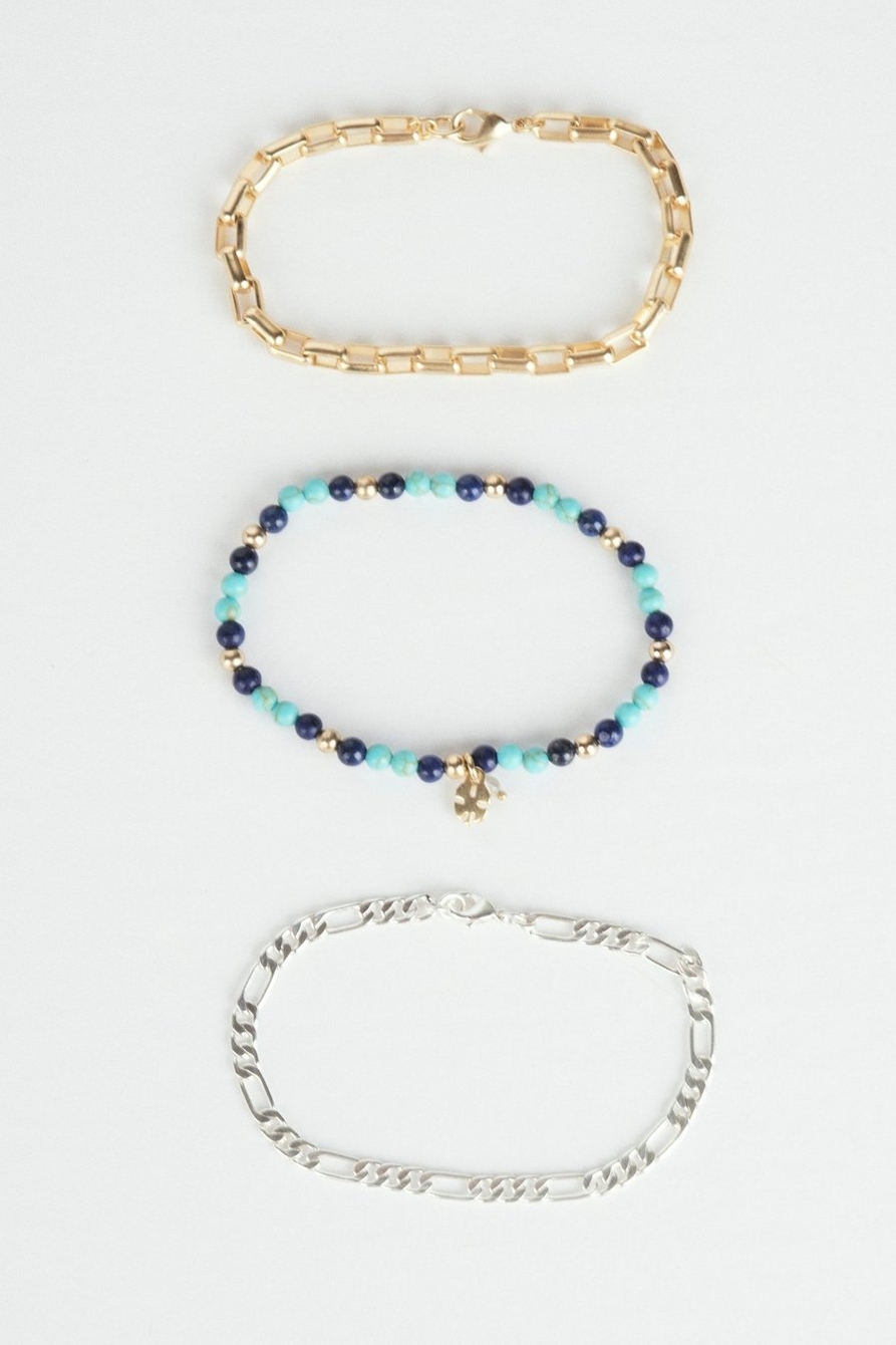 LAYER CHAIN AND BEADED BRACELET SET, image 1