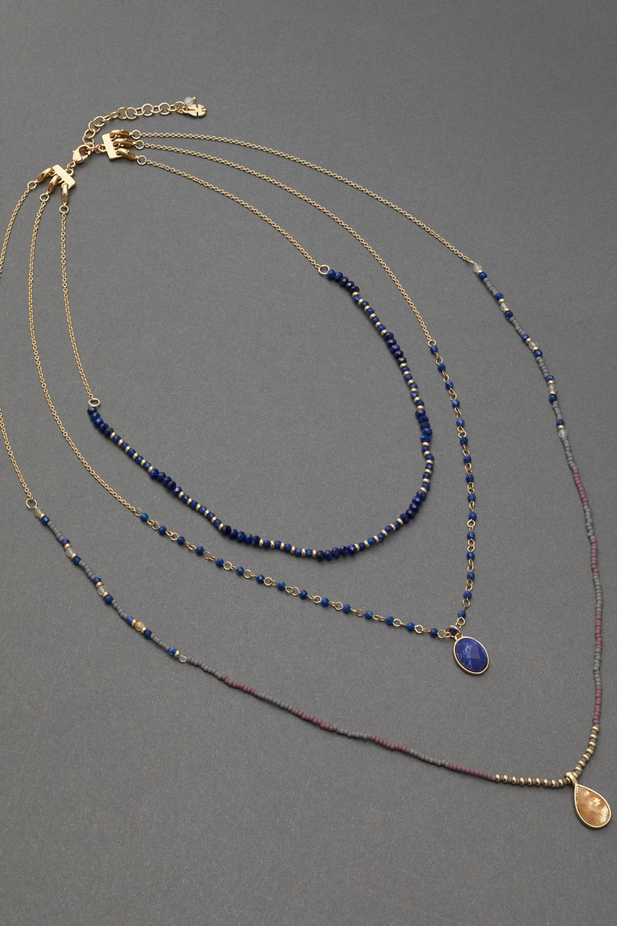 LAPIS BEADED LAYER NECKLACE, image 1