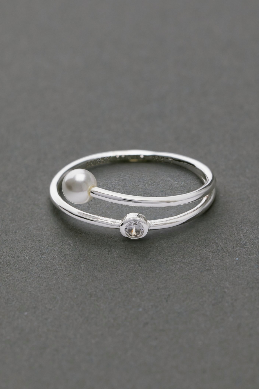 STERLING SILVER PEARL RING, image 1