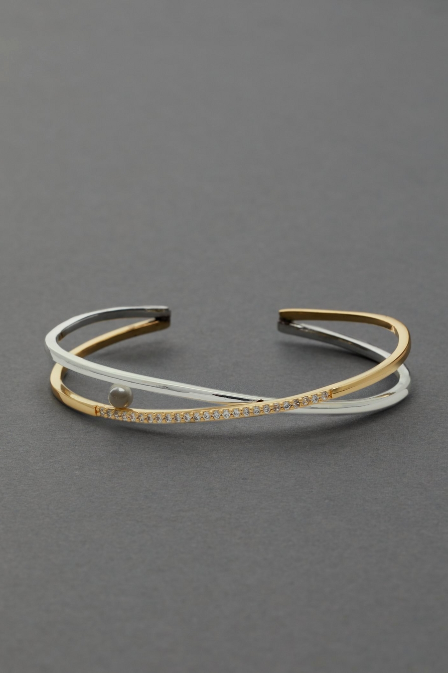 STERLING SILVER AND GOLD PLATED CUFF BRACELET, image 1