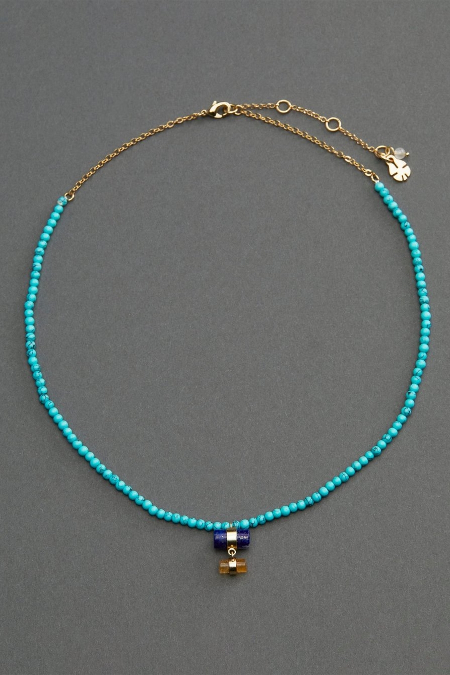 TURQUOISE BEADED COLLAR NECKLACE, image 1