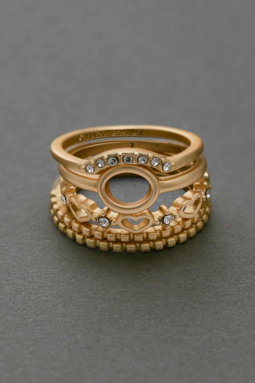 DELICATE OPENWORK PAVE RING STACK, image 1