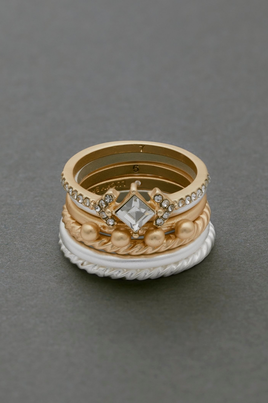 DELICATE SET STONE RING STACK, image 1