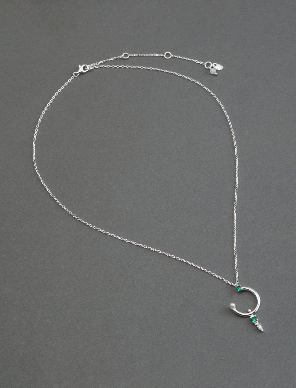 half circle pave necklace, image 1