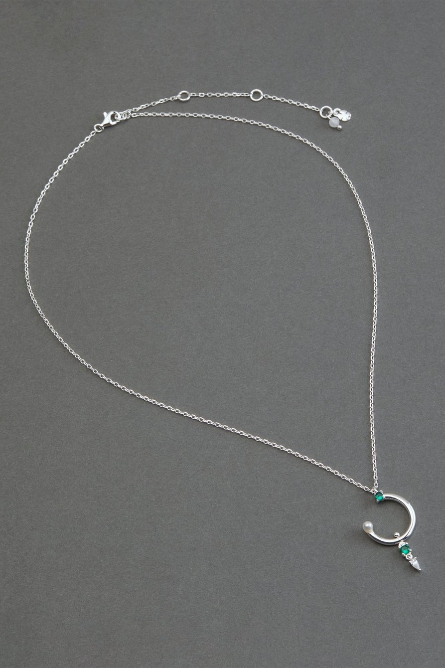 half circle pave necklace, image 1