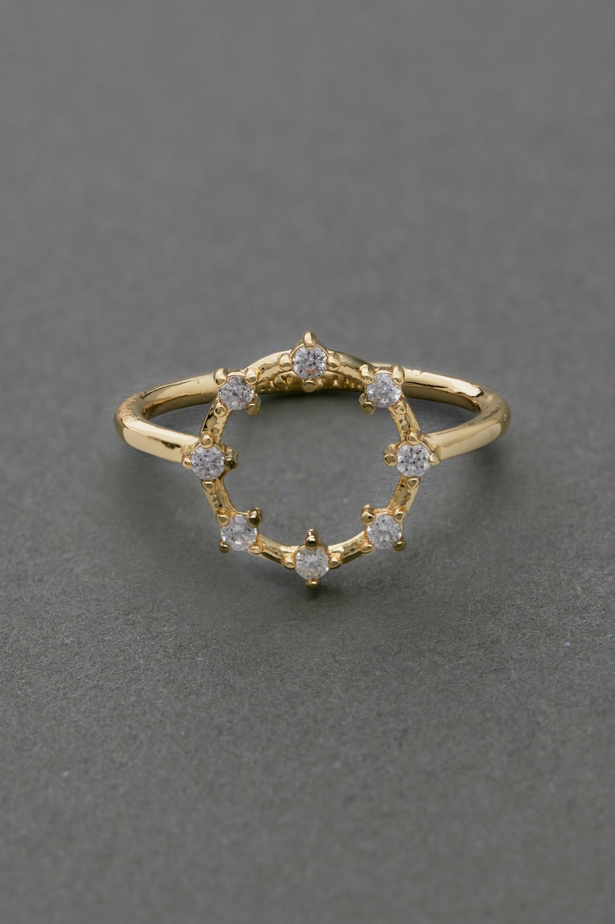 GOLD PLATED PAVE CIRCLE RING, image 1