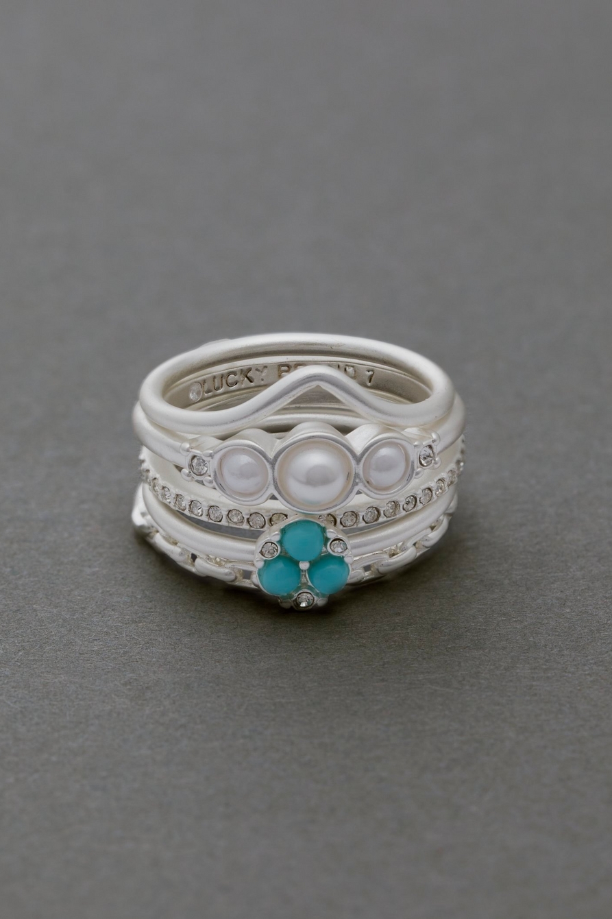 DELICATE TURQUOISE RING STACK, image 1
