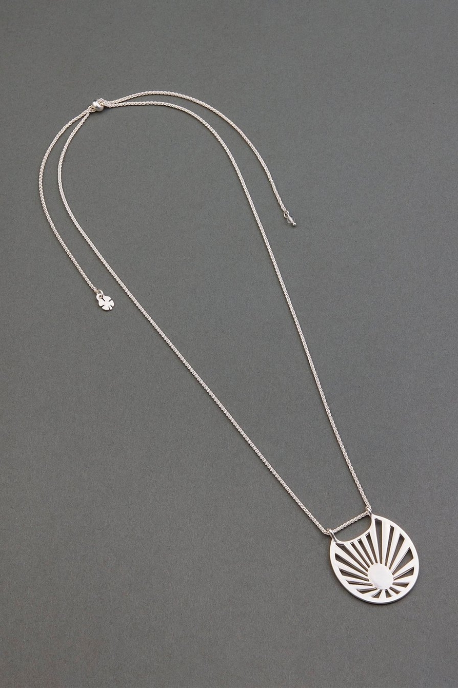 OVAL SUN RAY PENDANT NECKLACE, image 1