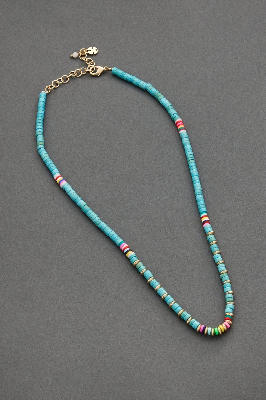 TURQUOISE BEADED SUMMER NECKLACE, image 1