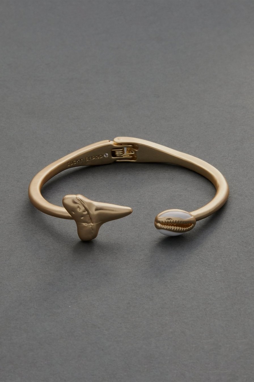 SHARK TOOTH AND ENAMEL SHELL CUFF BRACELET, image 1
