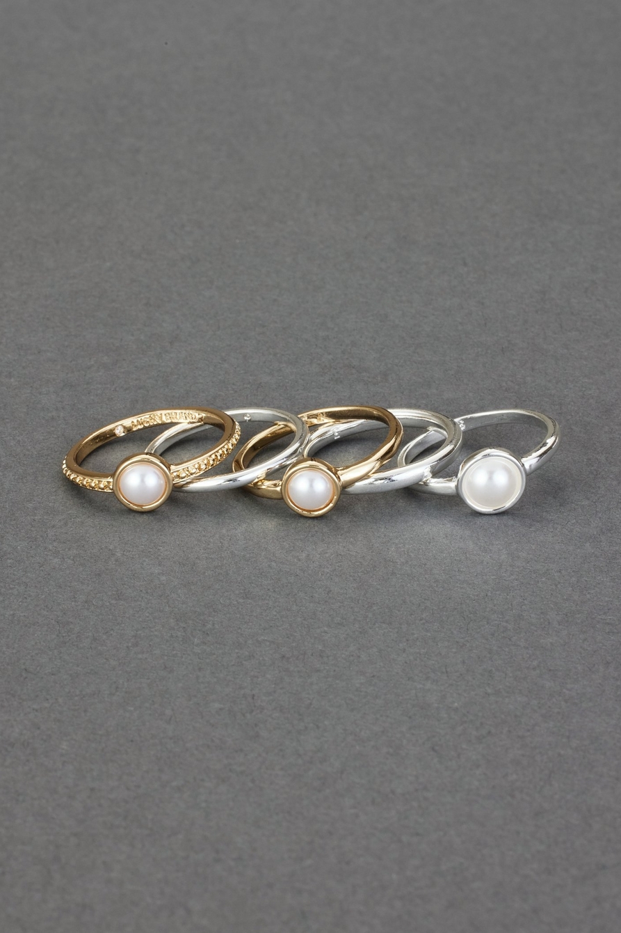 TWO TONE PEARL RING STACK, image 2