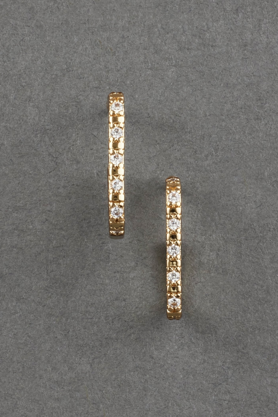 14K GOLD PLATED PAVE SQUARE HOOP EARRING, image 1