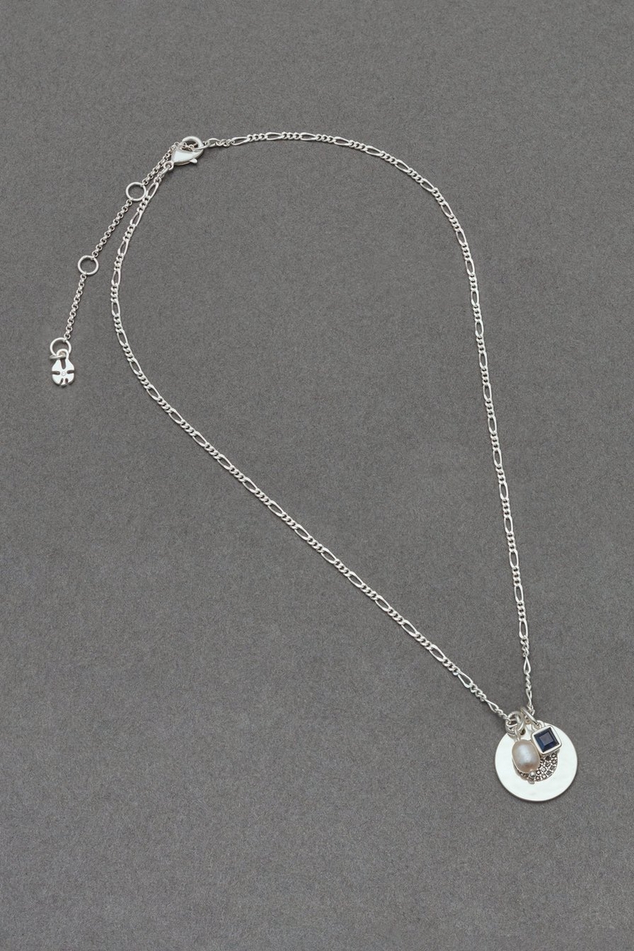 pave disc pearl necklace, image 1
