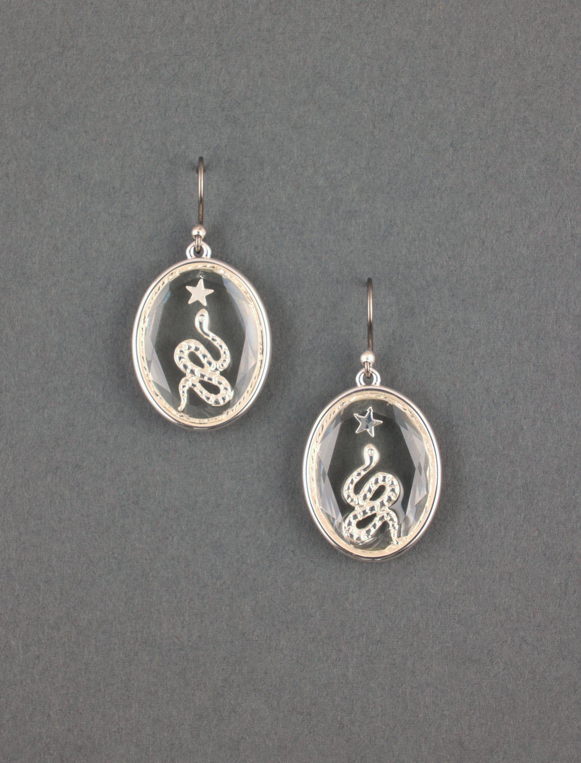 snake inlay glass earring