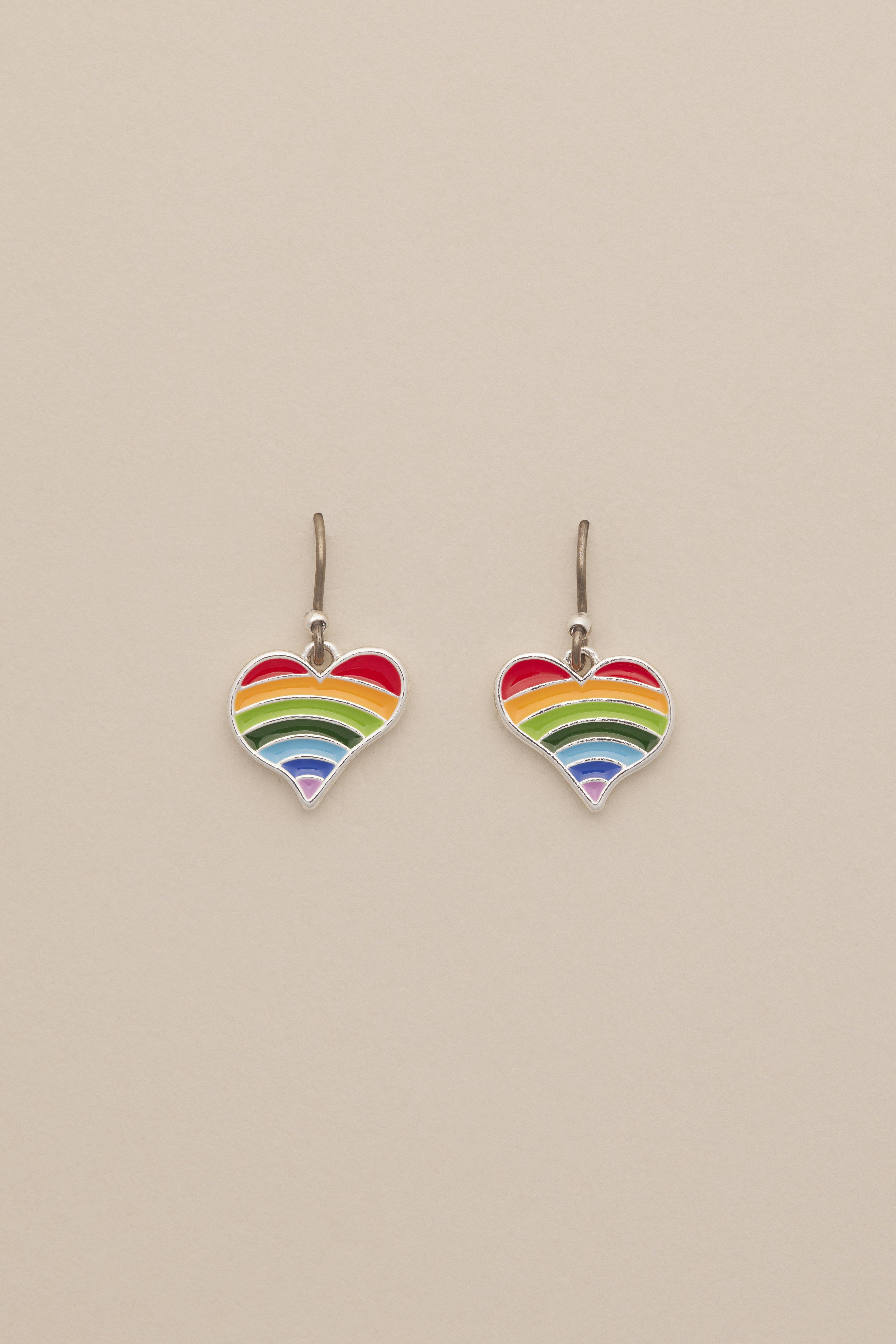 ENAMEL RAINBOW HEART EARRING