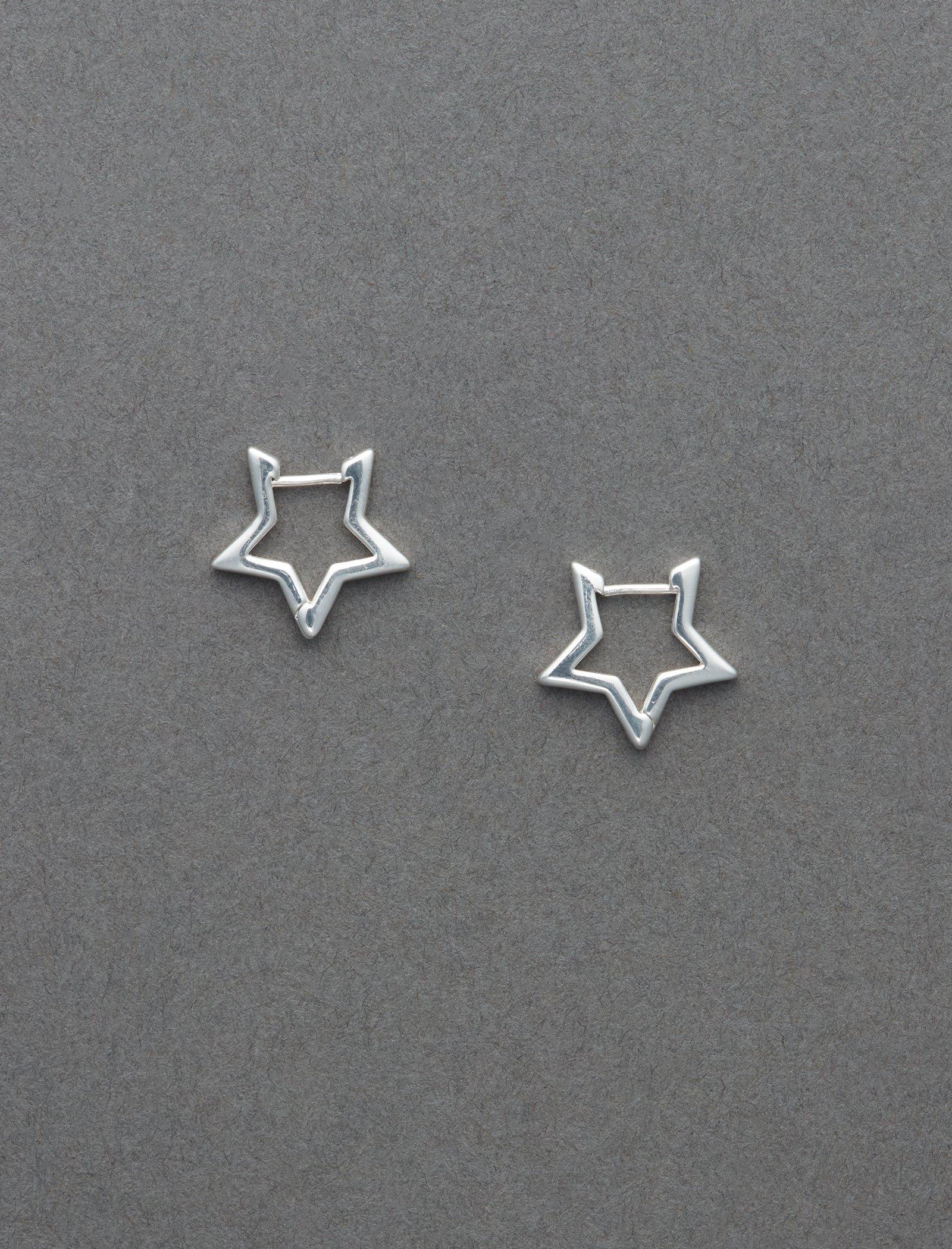 STERLING SILVER STAR HOOPS