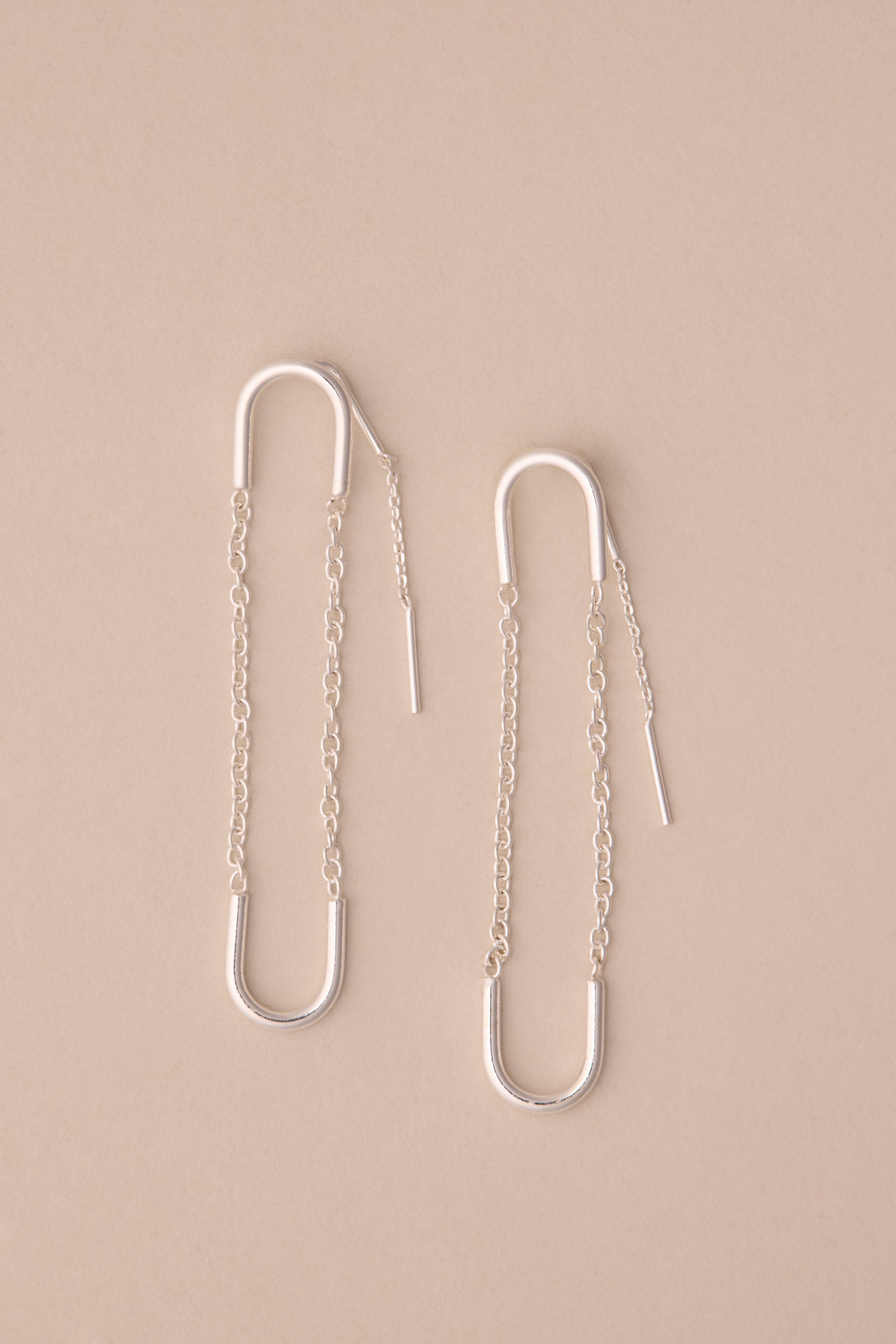 MODERN STUD CHAIN EARRING