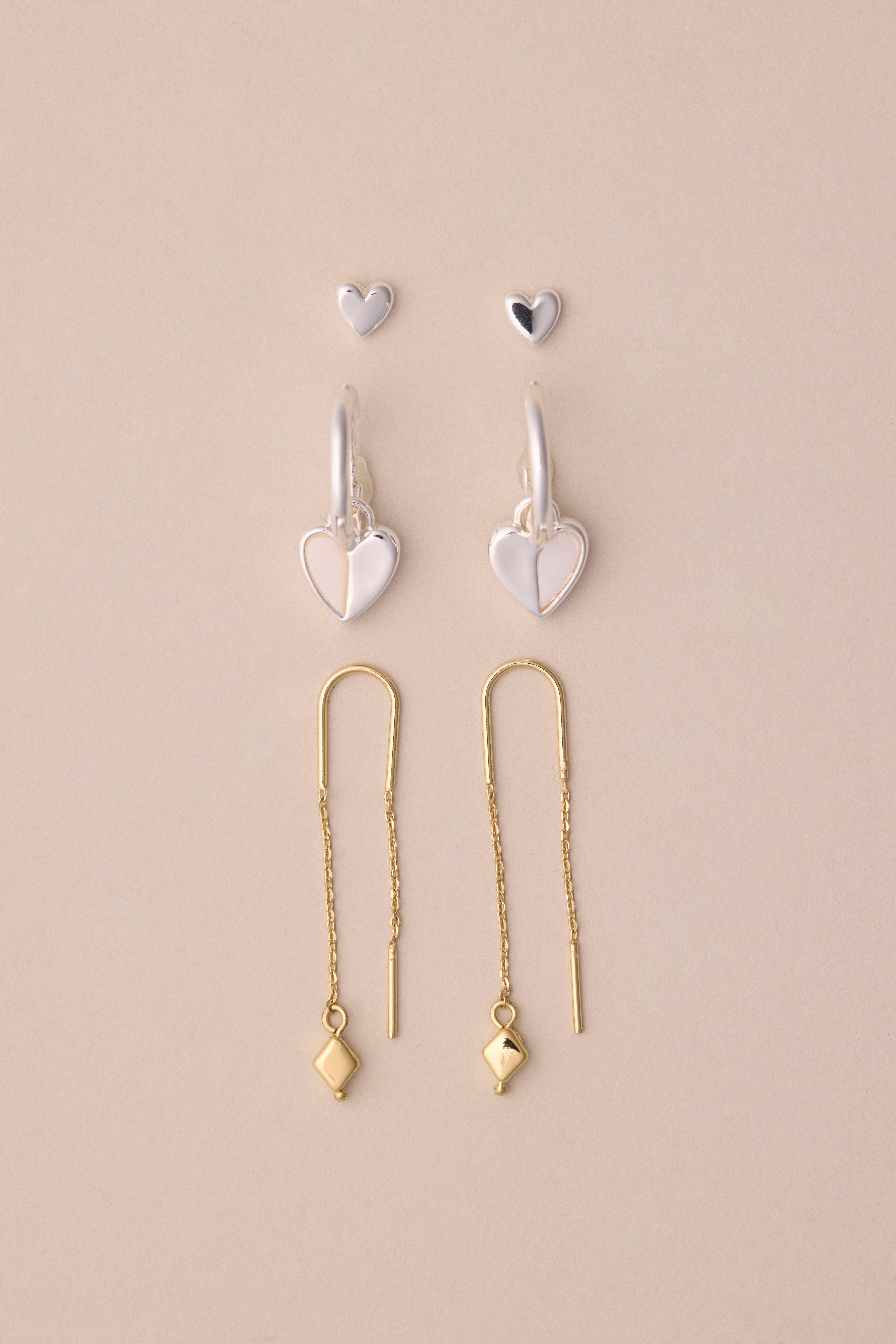 HEART TRIO EARRING SET