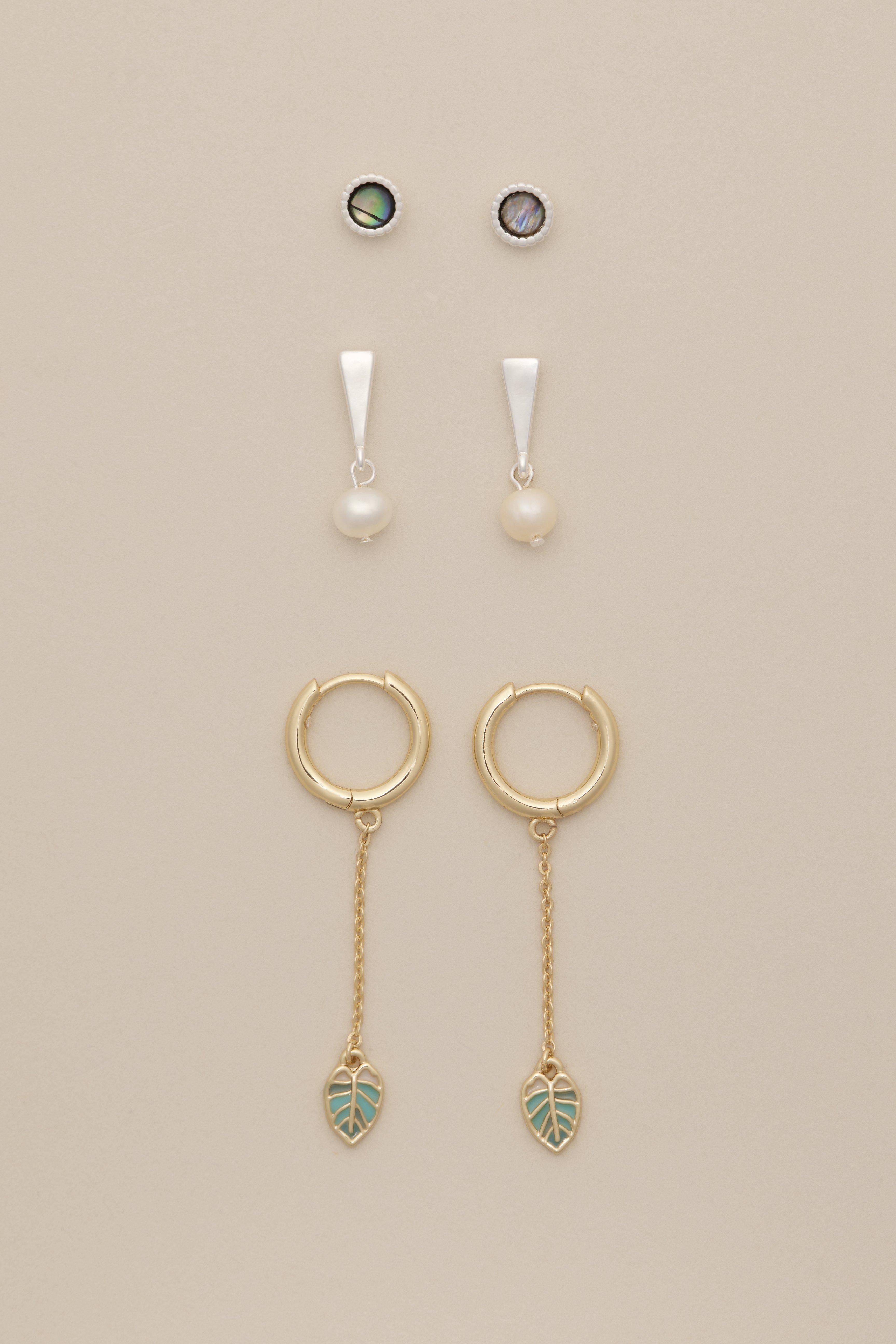 MONSTERA AND PEARL EARRINGS SET