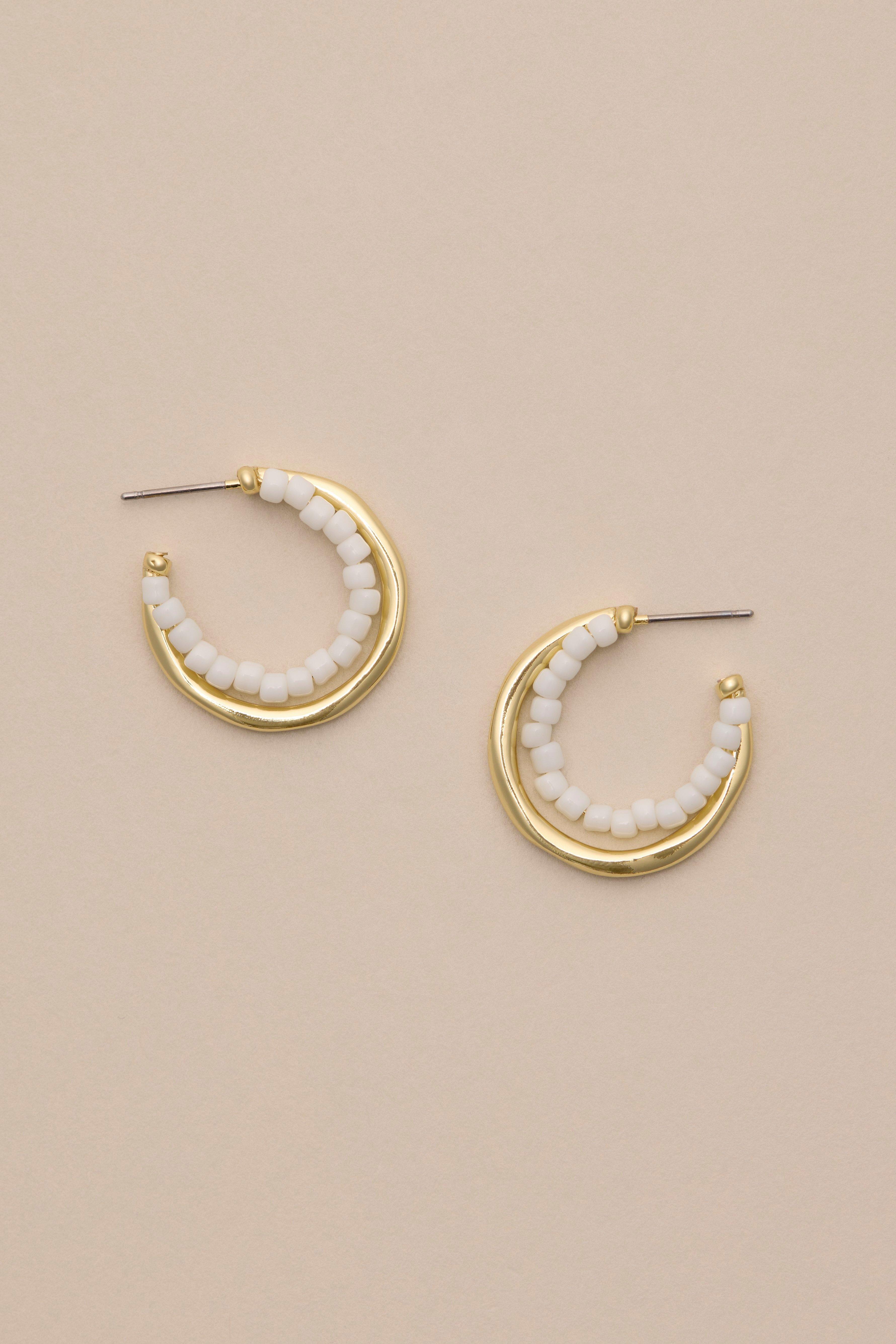 DOUBLE BEADED HOOP EARRINGS