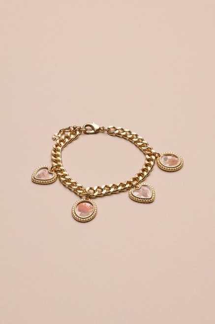 Small Lucky Brand Crystal Stones Hinged Brass Bracelet - 2 1/4 diameter