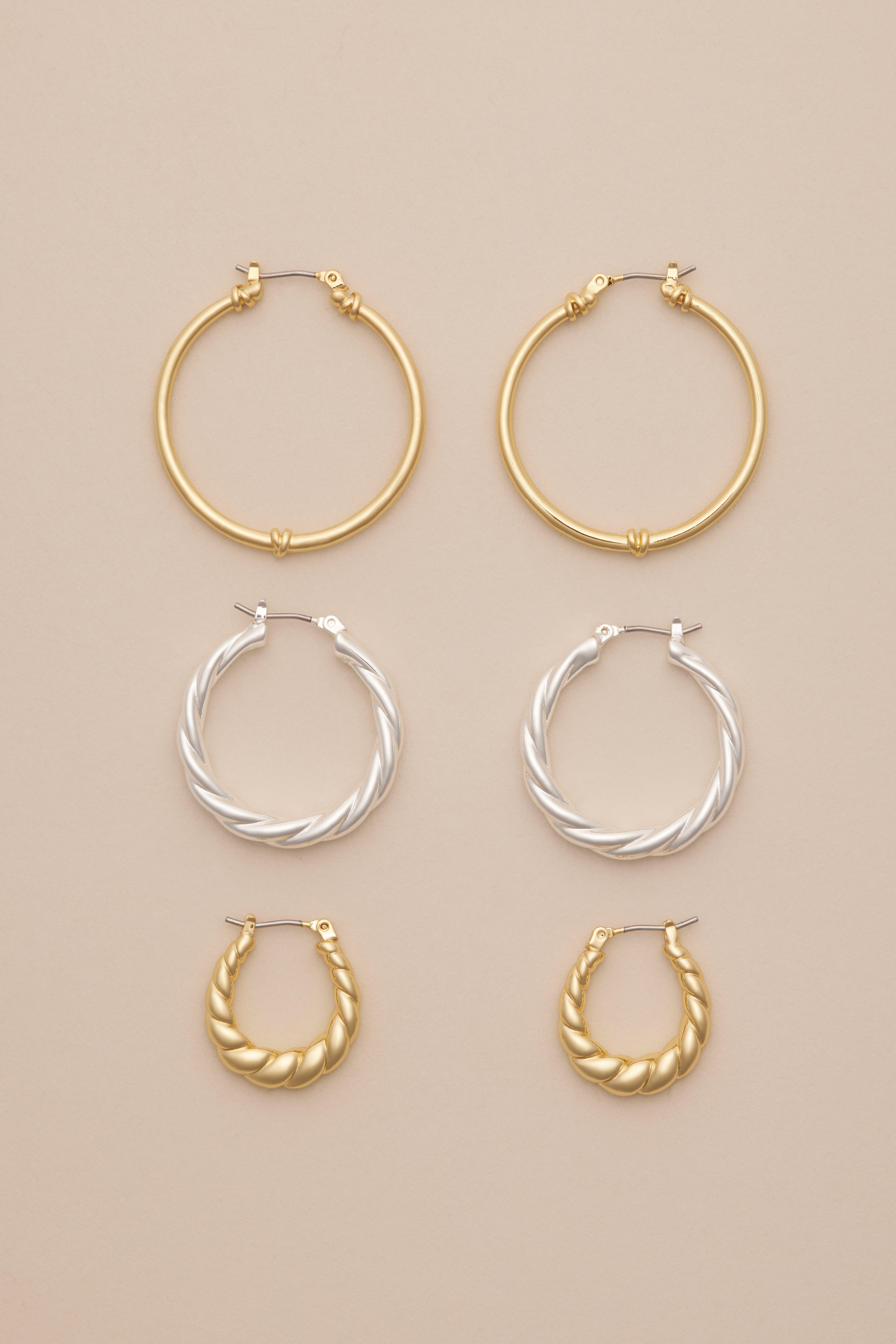 TWO TONE TWISTED HOOP SET