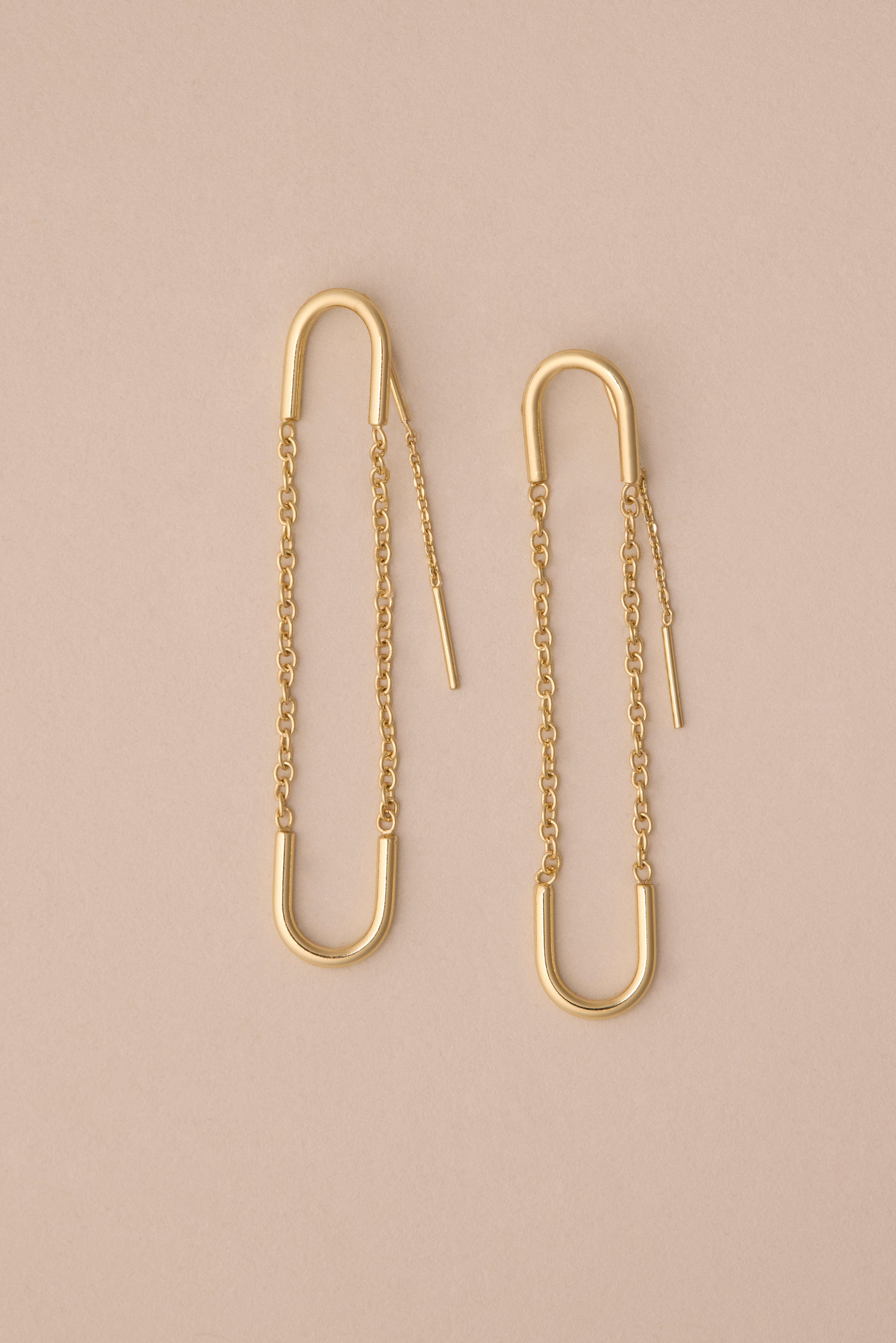 MODERN STUD CHAIN EARRING